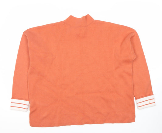 Lands' End Women’s Orange Mock Neck Jumper, L Petite