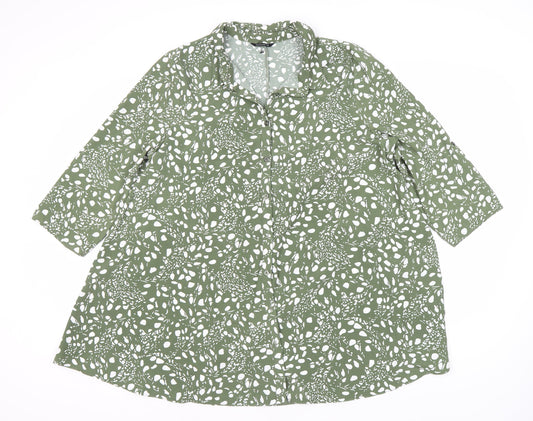 Additional front view of Roman Women's Green 3/4 Sleeve Button Dress -, size 16