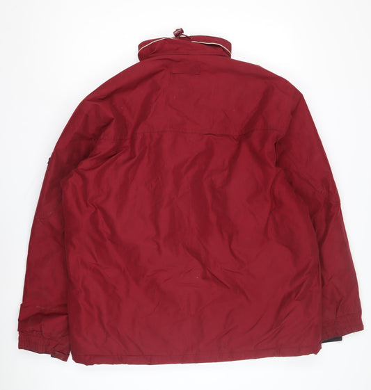 Active Men's Red Parka Jacket, Full Zip, Size Regular