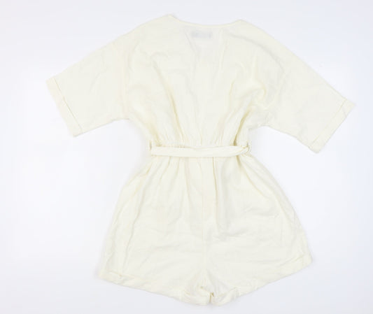 PrettyLittleThing Ivory Women's Playsuit Size 12 Casual Chic