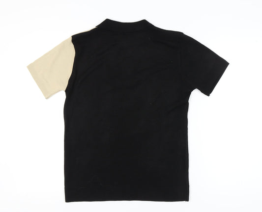 boohooMAN Men's XS Black Beige Full Zip Jumper