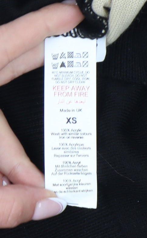 boohooMAN Men's XS Black Beige Full Zip Jumper