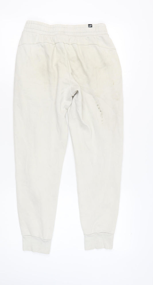 Puma Men's White Jogger Trousers S, Cotton Blend, Activewear