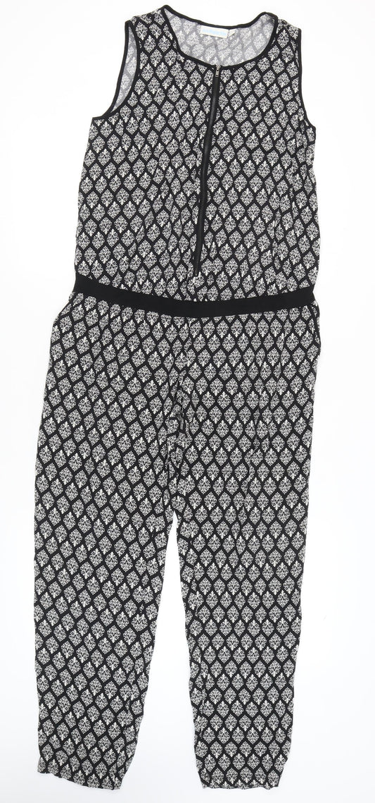 JoJo Maman Bébé Women's Black S Jumpsuit Geometric Sleeveless