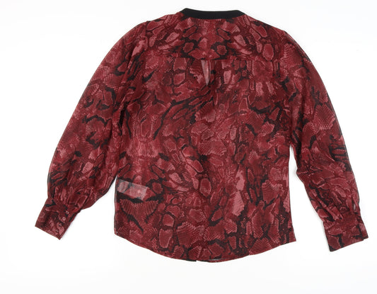Womens UK Size 8 Oasis Red Classic Button-Up