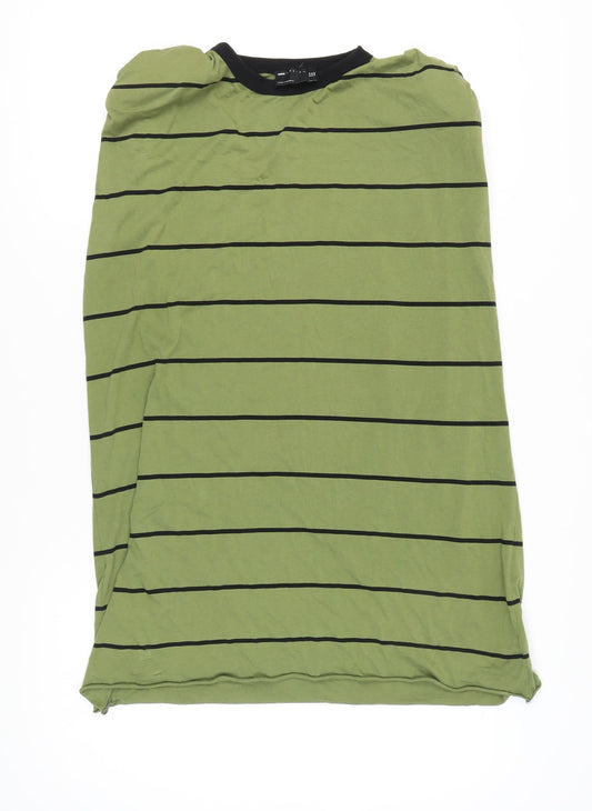 Additional front view of ASOS DESIGN Women Green Striped Dress, size 10