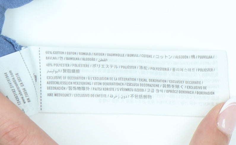 Abercrombie & Fitch Men's Blue V-Neck T-Shirt S