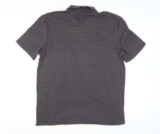 Slazenger Men's Black Check Polo Shirt - L
