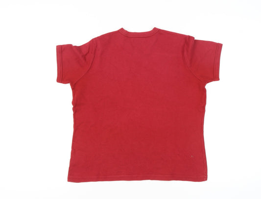 Hawkshead Unisex Red Cotton V-Neck T-Shirt Large