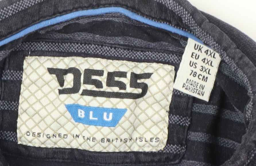 D555 Men's Blue Striped 4XL Polo Shirt