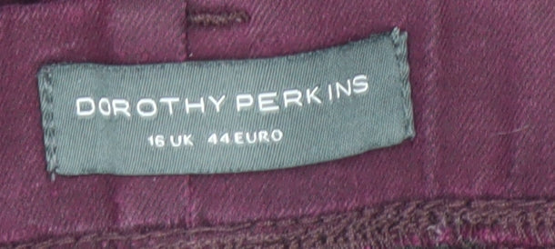 Brand and care label for Dorothy Perkins Women’s Purple Skinny Jeans, UK 16