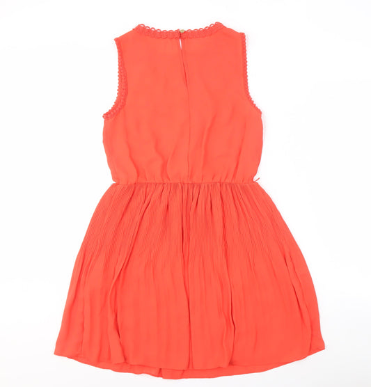 Oasis Women's Orange Sleeveless Chiffon Dress Size 8