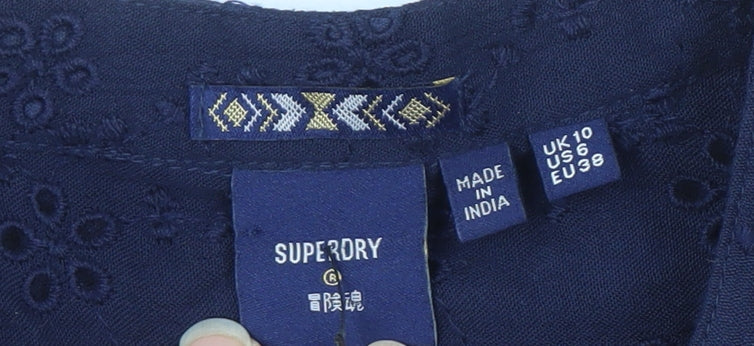 Womens UK Size 10 Superdry Blue Basic Blouse