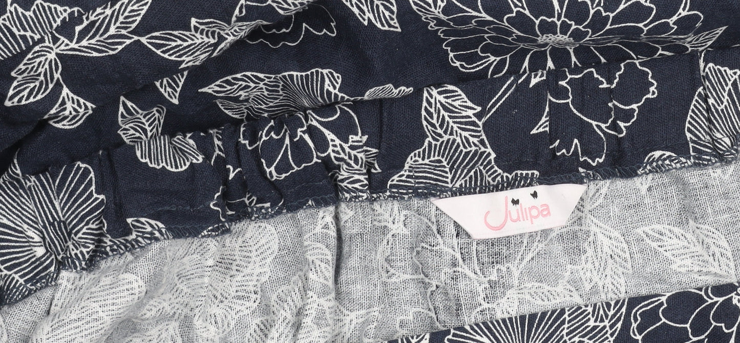 Julipa Women's Blue A-Line Floral Midi Skirt