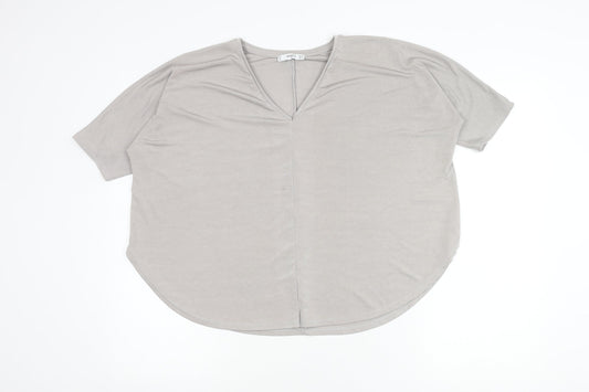 Womens UK Size S Mango Grey Basic T-Shirt