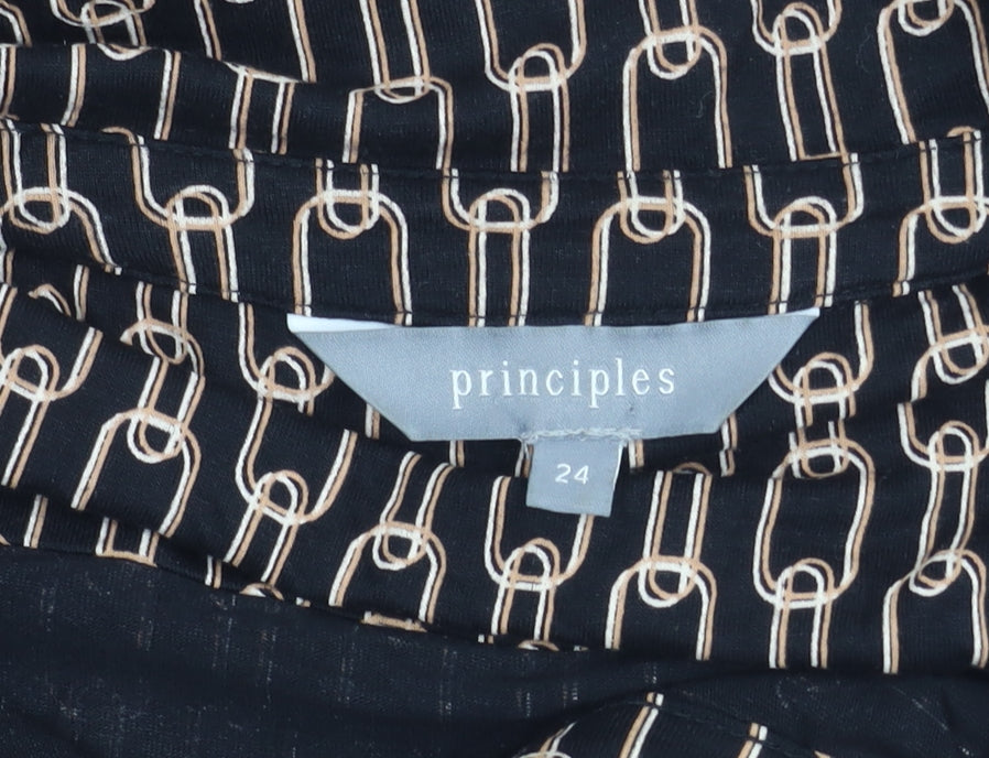Womens UK Size 24 Principles Black Basic Blouse