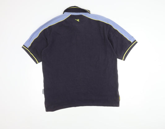 Diadora Men’s Black Polo Shirt L Cotton Short Sleeve