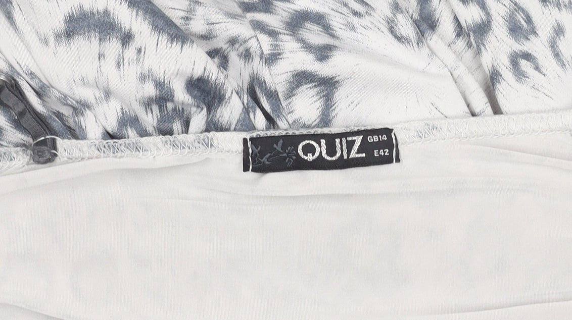 Quiz Women's Grey Animal Print Slip Dress - Size 14