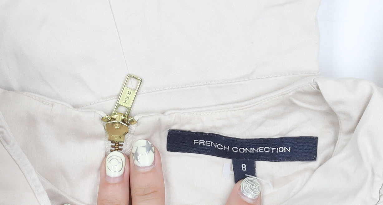 French Connection Beige Women's Knee Length Dress - Size 8