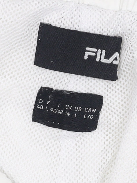 FILA Men's White Track Pants L, Elastic Waist, Relaxed Fit