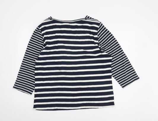 Laura Ashley Women's Blue Striped T-Shirt Size 20