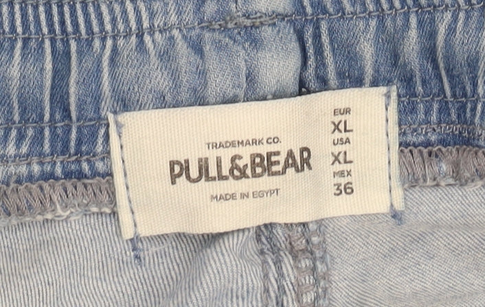 Pull & Bear Men's Blue Denim Jogger Trousers XL