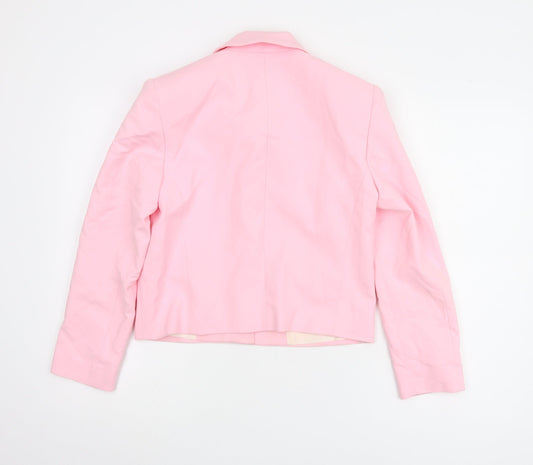 Zara Women's Pink Cotton Blazer, Size S, Cropped