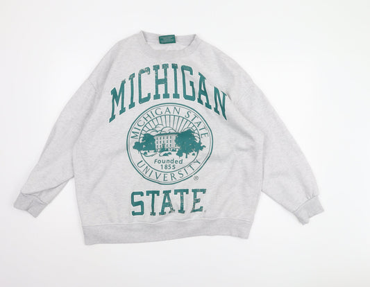 Additional front view of MSU Grey University Pullover Sweatshirt S unisex adults