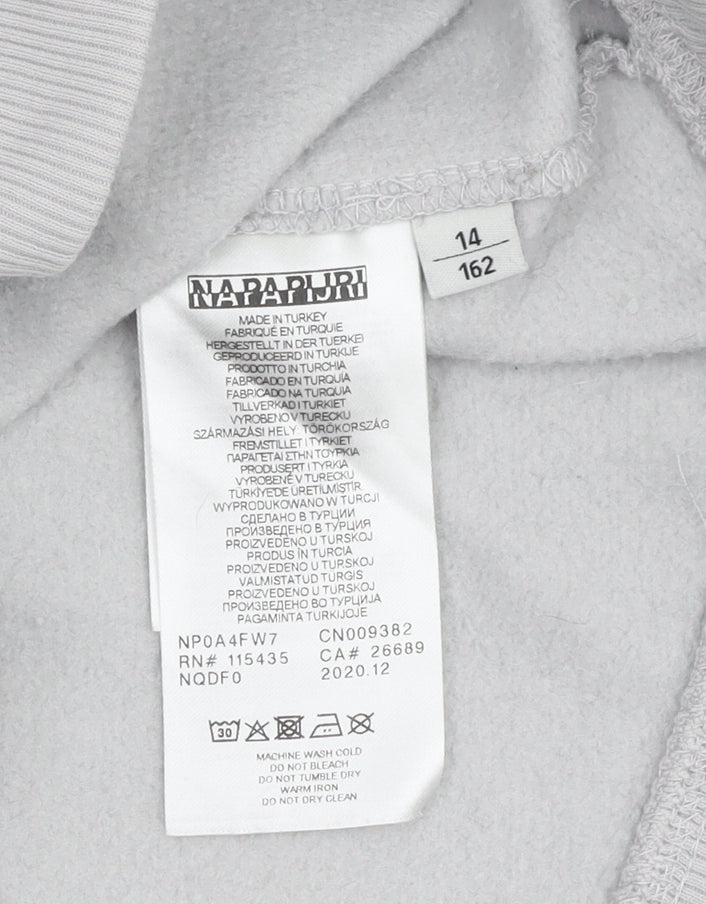 Napapijri Boys Grey Pullover Sweatshirt - Size 14Y, Logo Accent