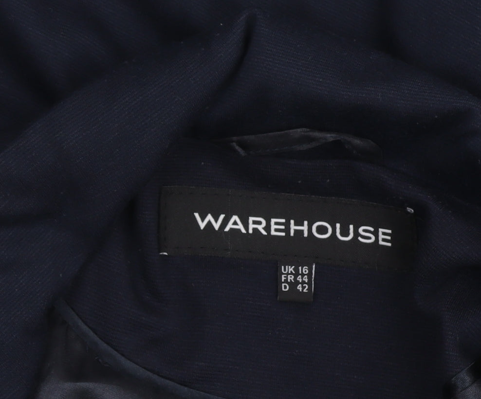 Warehouse Women's Blue Blazer Size 16 Regular Fit