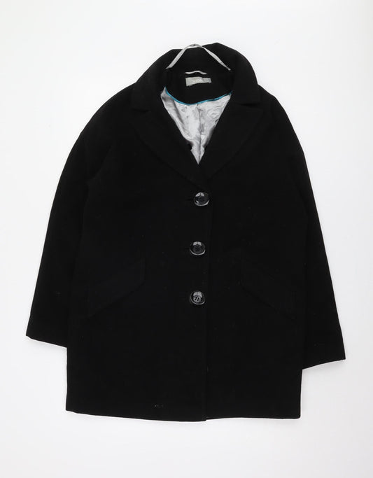 Womens UK Size S Wallis Black Overcoat