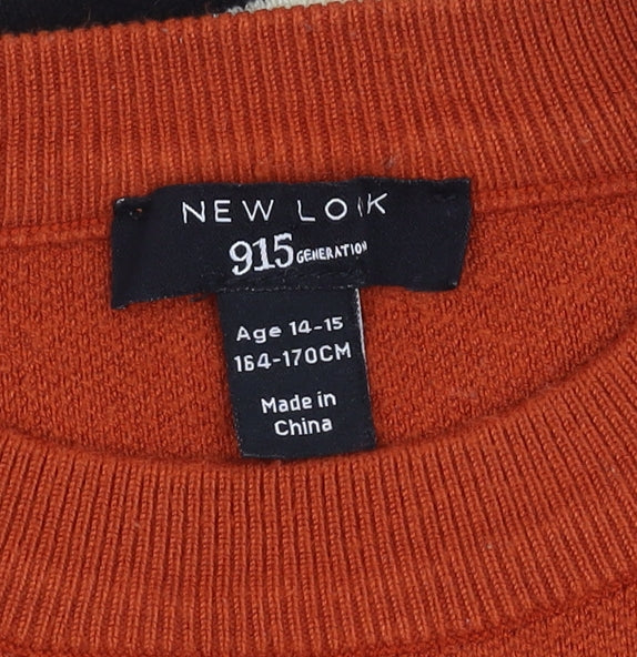 New Look Girls Striped Jumper Orange Black Age 14-15