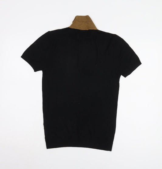 River Island Men's XS Black Colourblock Polo Shirt