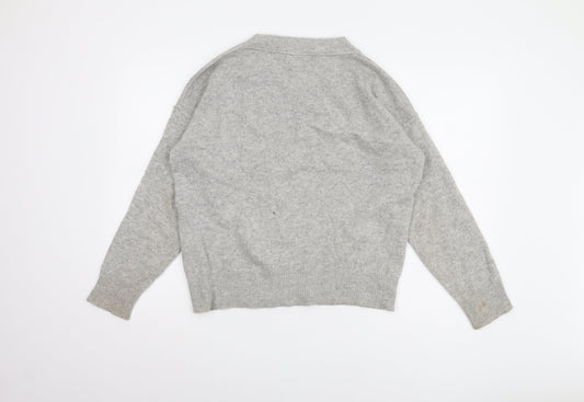 Karen Millen Women's Grey V-Neck Pullover Jumper - Size M