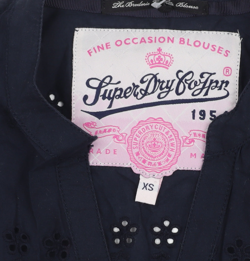 Womens UK Size XS Superdry Black Basic Blouse