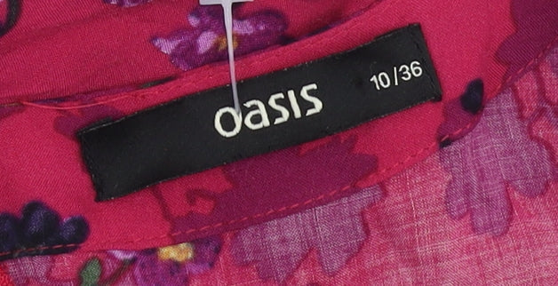 Oasis Women's Pink Floral Dress Size 10 Viscose Sleeveless