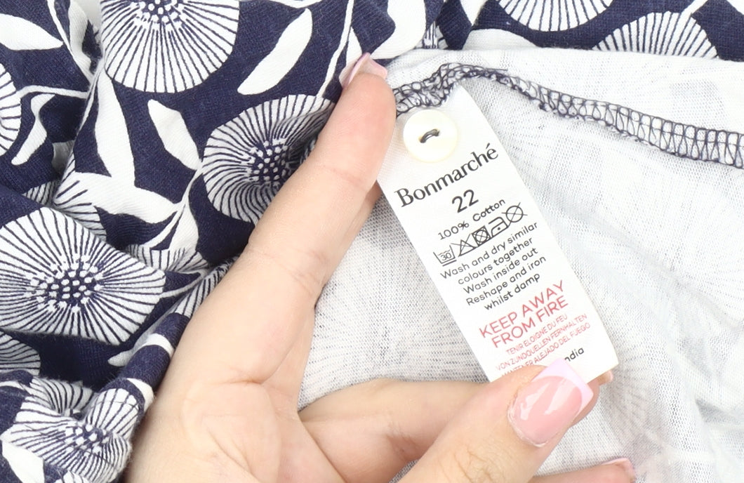 Womens UK Size 22 Bonmarché Blue Basic Blouse