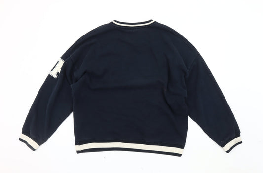 Mens UK Size L Pull&Bear Blue Pullover Sweatshirt