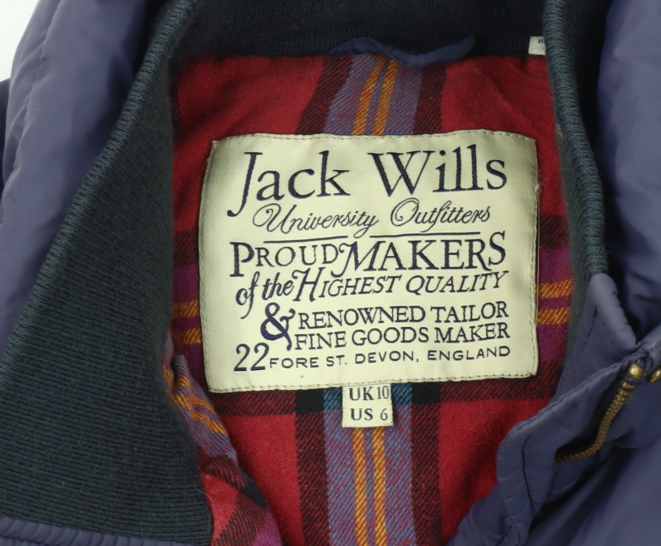Womens UK Size 10 Jack Wills Purple Puffer Jacket