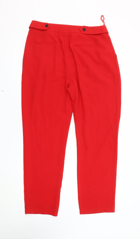 New Look Women's Red Pleated Trousers Size 12