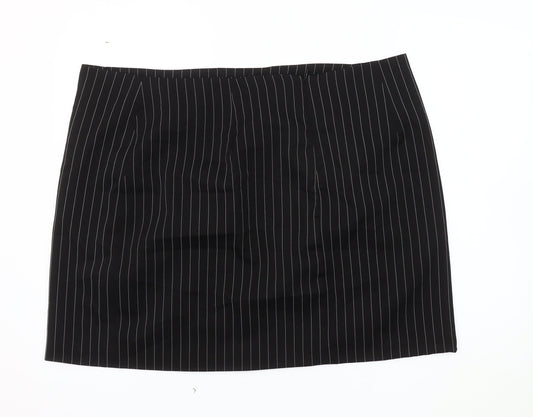 Boohoo Women's Plus Size Black Striped Pencil Skirt