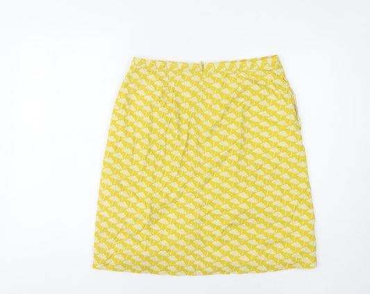 Boden Women’s Yellow Geometric Cotton Knee-Length Skirt