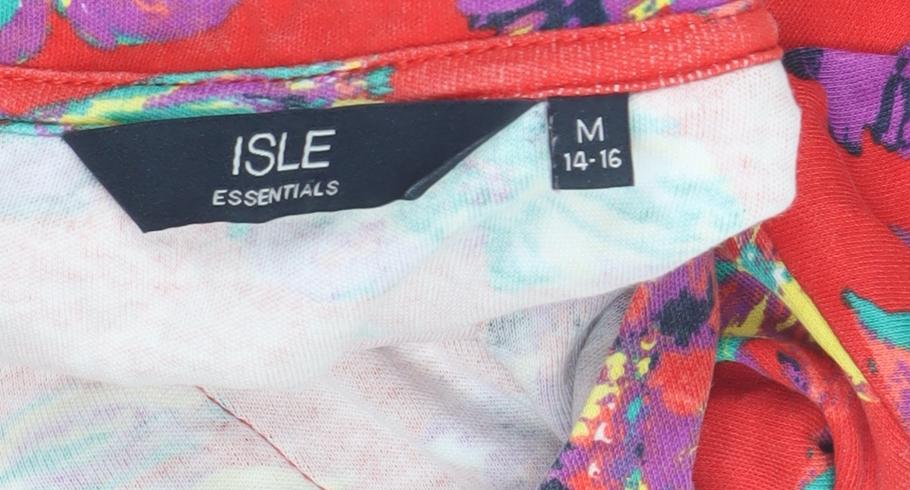Womens UK Size 14 ISLE Essentials Red Basic T-Shirt