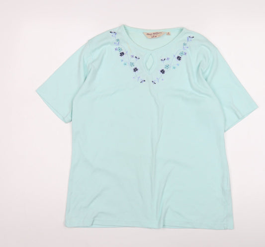 Womens UK Size 14 Honor Millburn Blue Basic T-Shirt