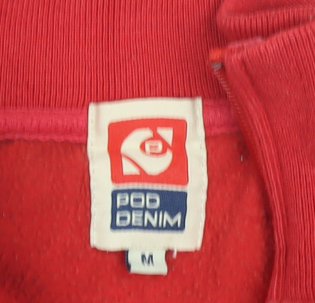 Mens UK Size M Pod Denim Red Bomber Jacket