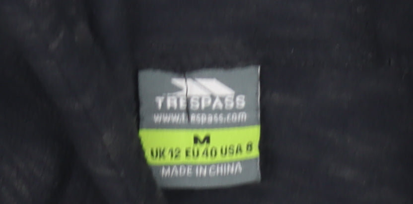 Close-up detail of Trespass unisex black pullover hoodie, size 12