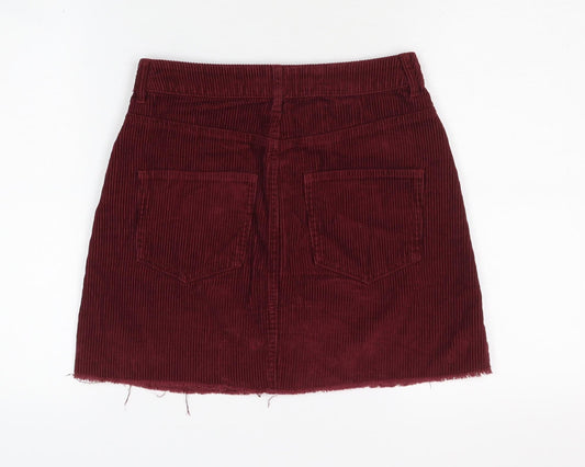 Miss Selfridge Red Petite Corduroy A-Line Skirt Size 6