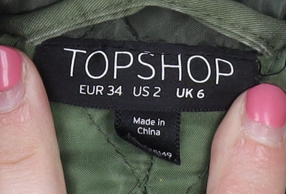 Womens UK Size 6 Topshop Green Parka Coat