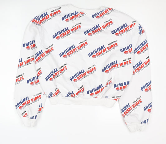 H&M Women's White Pullover Sweatshirt M