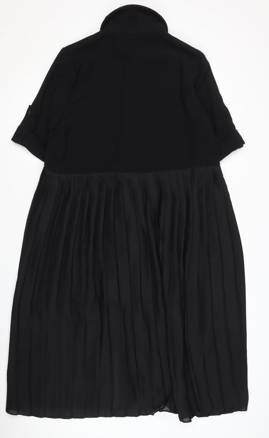 Zara Women's Black Collared Shirt Dress - Size S